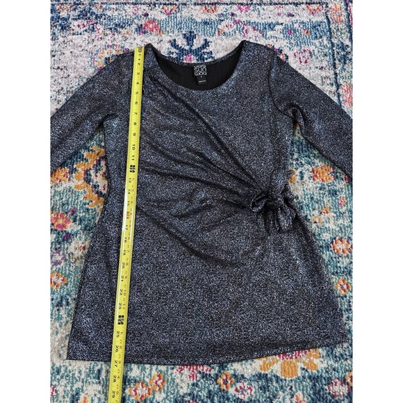Clara Sun Woo Metallic Speckled Tie Front Long Sleeve Top Size Small - Picture 5 of 7